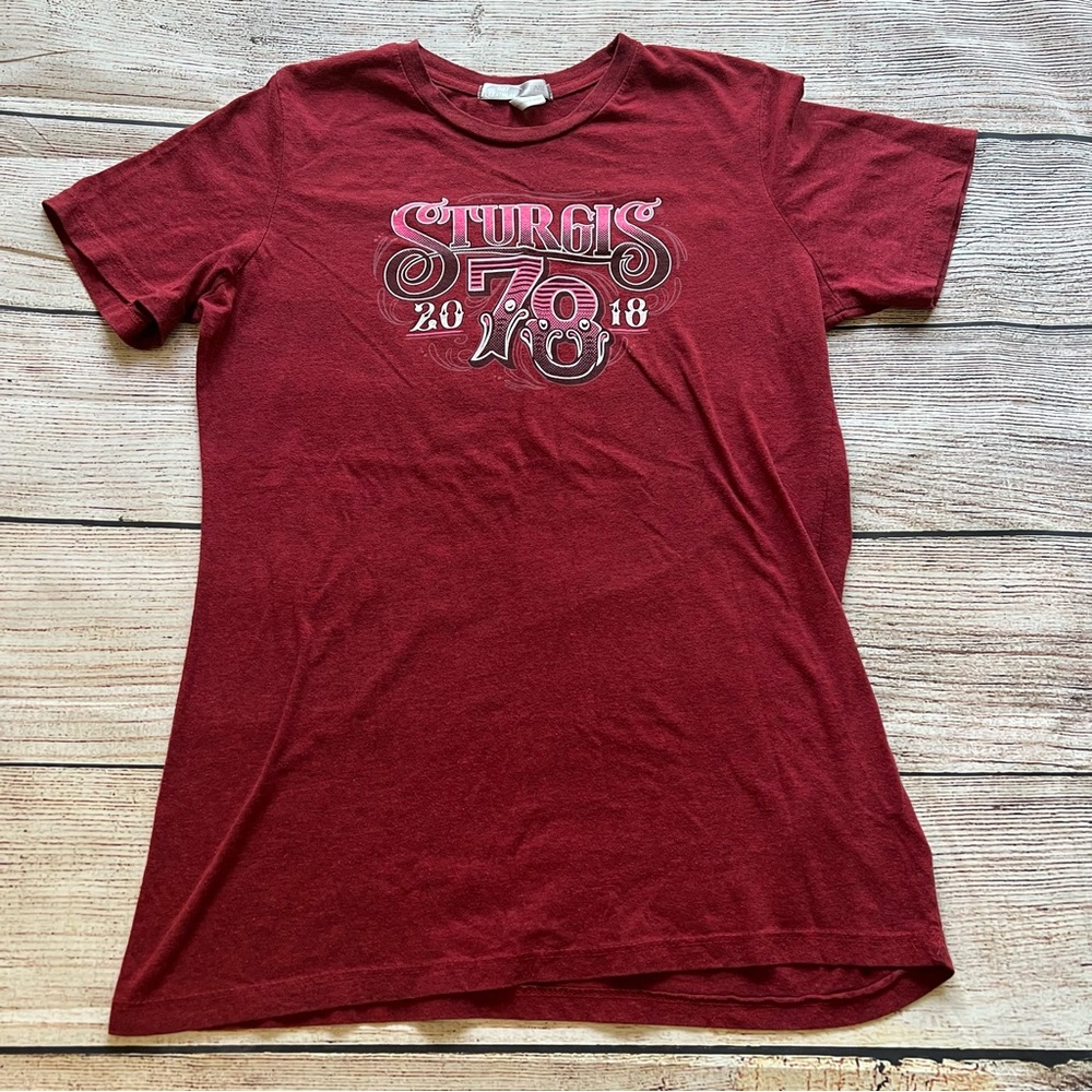 Sturgis Black Hills Rally Women’s Size L 2018 78th Anniversary Red Biker T-Shirt